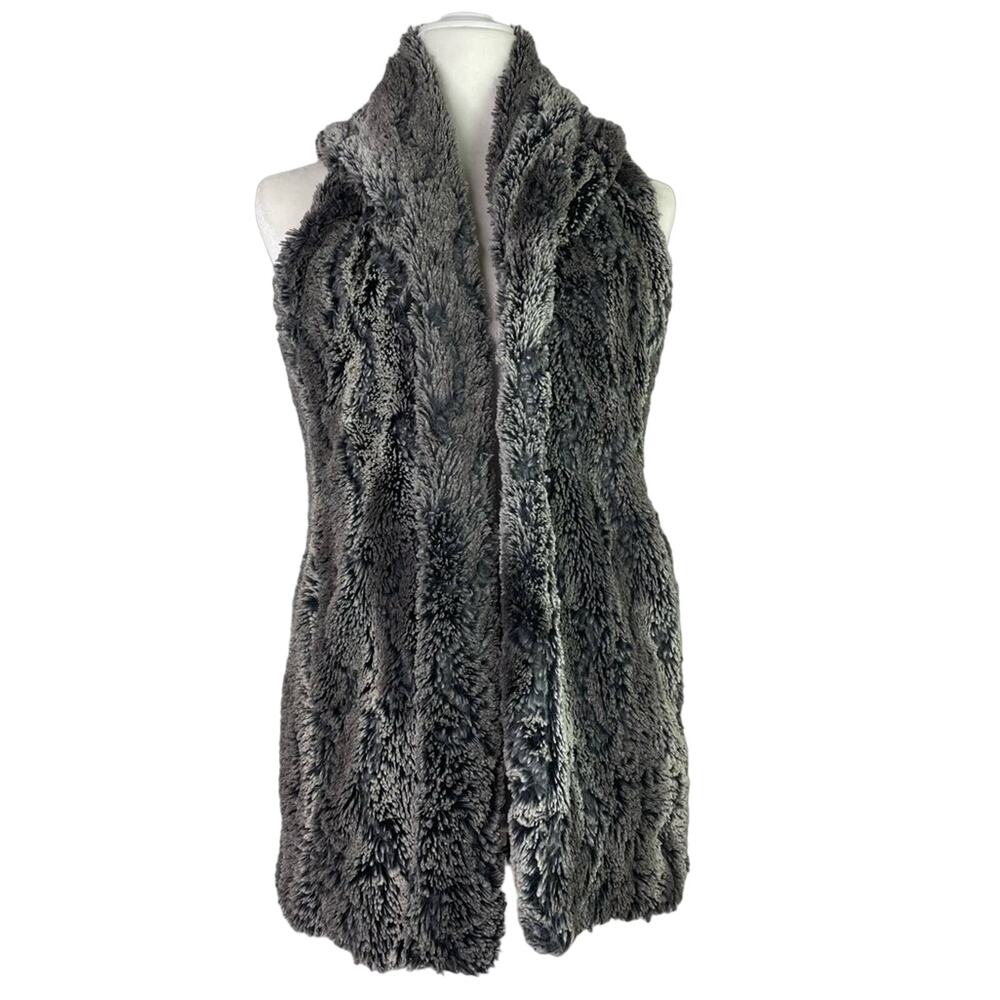 Gray Fuzzy Vest Faux Fur Furry XS Alice + Olivia